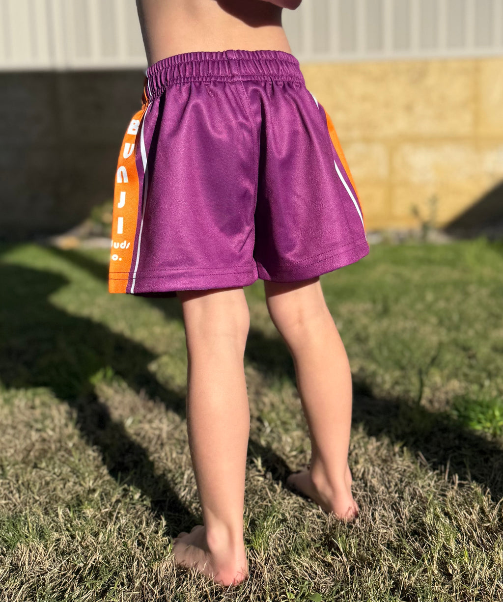 Kids Kimberley Drover Purple Footy Shorts