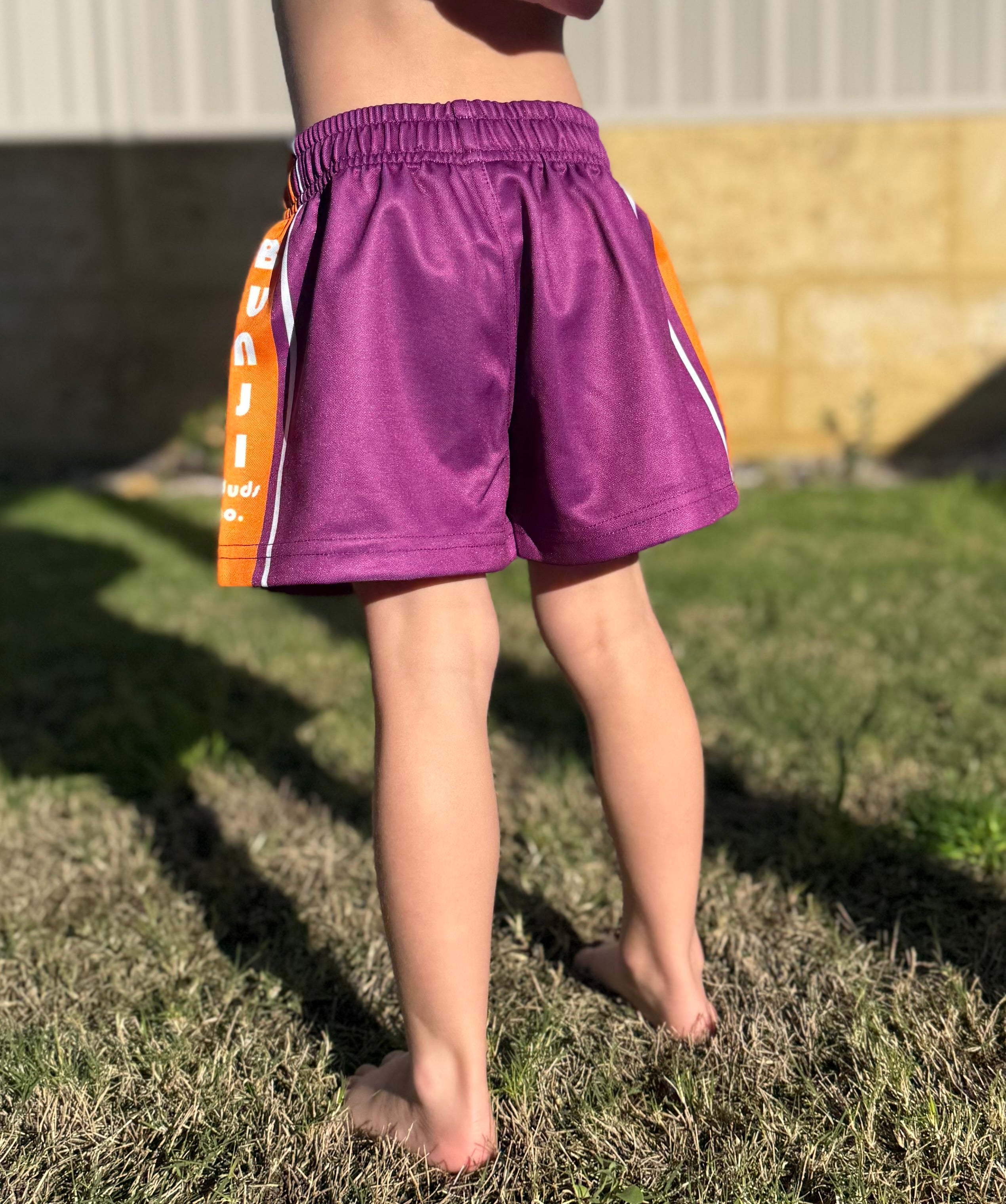 Kids Kimberley Drover Purple Footy Shorts