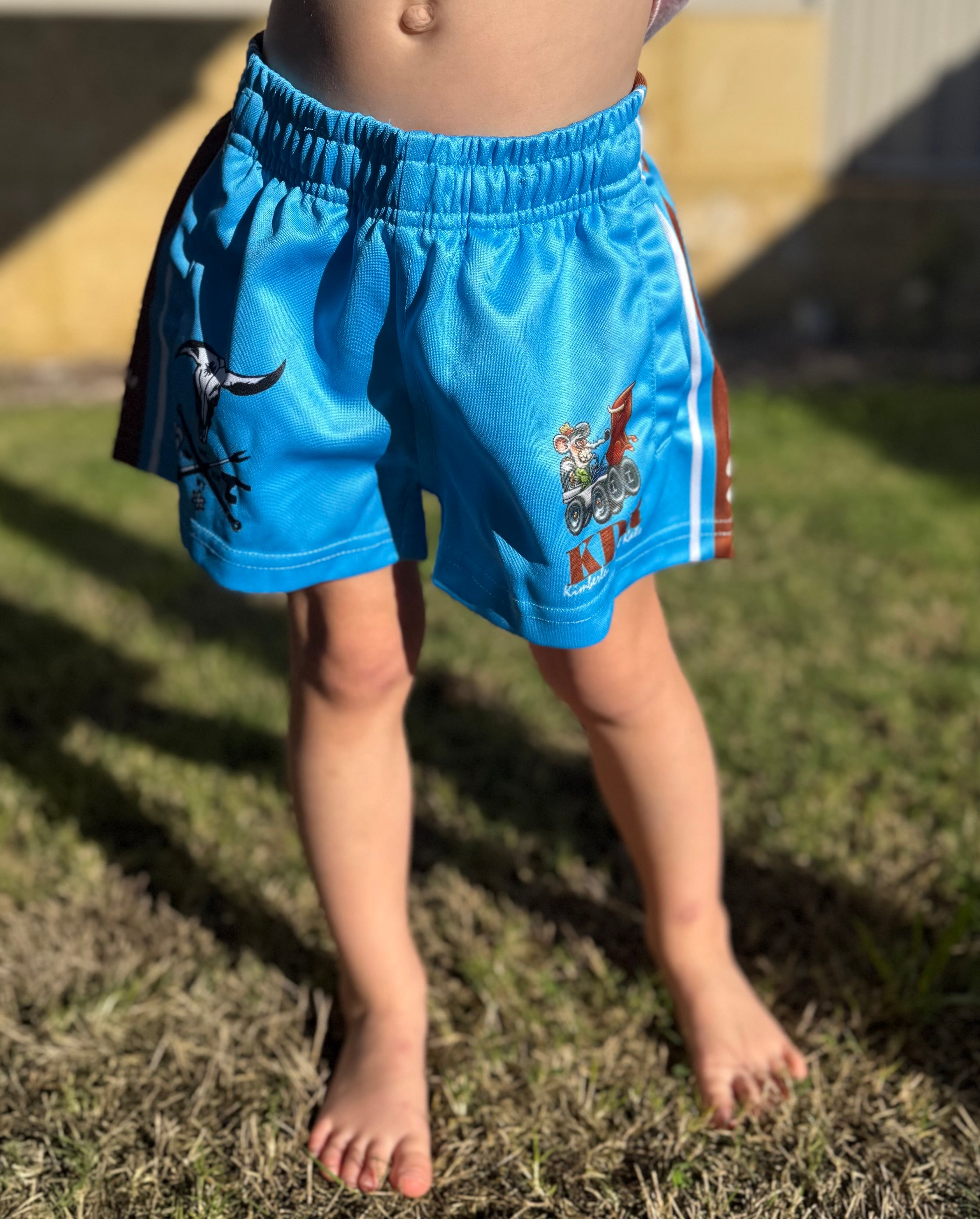 Kids Kimberley Desert Rats Light Blue Footy Shorts