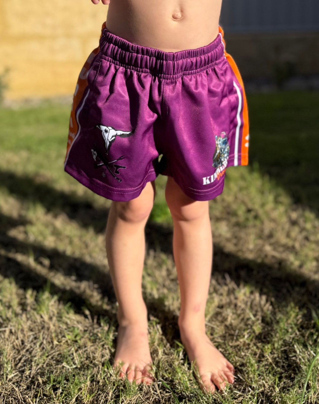 Kids Kimberley Drover Purple Footy Shorts
